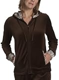 NYL New York Laundry Womens Cougar Print Lined Hoodie Velour Jacket