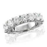 Certified 18k White Gold Round Brillant Cut Diamond Eternity Band Ring Size 6.5 (F-G, VS, 5.27 carat)