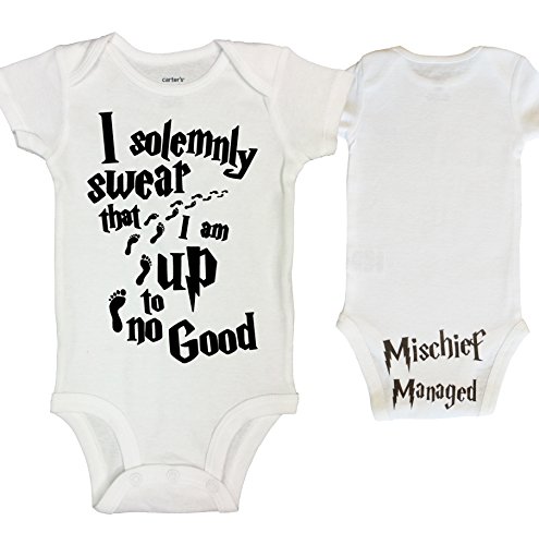 Funny Baby Onesie Gift “Mischief Managed” 609.b Short or Long Sleeve RB Clothing Co, Harry Potter Inspired (Short Sleeve 3-6 Months, White)
