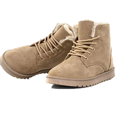 Yinhan women s winter warm snow boots lace up short ank…