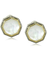 Judith Jack "Octagon" Sterling Silver and Marcasite Octagon Button Earrings