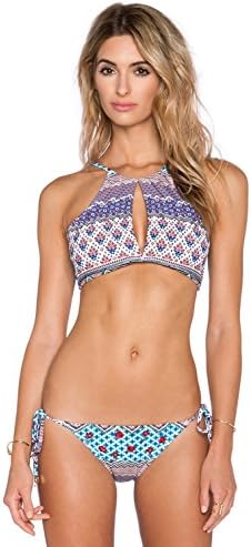 Women's Sexy Flt Vintage Backless Printing 2 Pieces High Neck Bikini Swimsuit