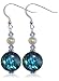  : PRETTY BLUE ABALONE SWAROVSKI CRYSTAL 925 STERLING SILVER FRENCH HOOK DANGLE EARRINGS