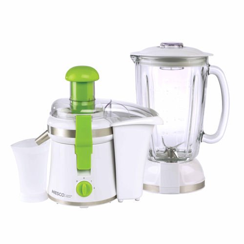 "Nesco American Harvest JB-50 2-in-1 Juicer/Blender, White with Green Trim" "Nesco American Harvest JB-50 2-in-1 Juicer/Blender, White with Green Trim"
