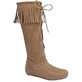 Forever Baylee-09 Women's Fashion Fringe Lace Up Knee High Boots