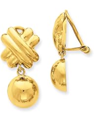 14k Yellow Gold Non-pierced Fancy Ball Earrings. Metal Wt- 5.05g