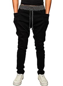 HEMOON Mens Jogging Pants Tracksuit Bottoms Training Running Trousers Black M