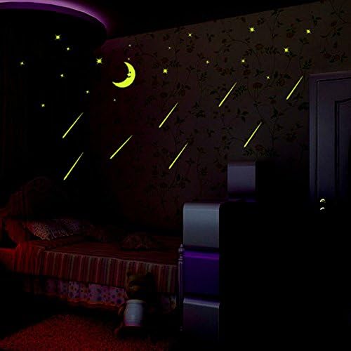DIY Wall Decals Decor Sticker Ceiling Bedroom Kids Room Fluorescent Luminous Glow in the Dark Assorted(4 Pack)