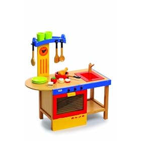 Role Play Toys : Wooden play kitchen Cooker and Sink