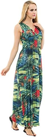 MaxiDress Women's Sleeveless V-neck Printed Bohemia Vintage Casual Long Summer Dress