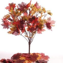 Artificial Fall Foliage Maple Leaf Bush and Loose Colorful Artificial Maple Leaves Fall and Thanksgiving Decorating Set
