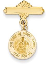14k Yellow Gold Our Lady of Mount Carmel Medal Pin