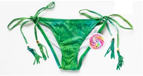 Kandy Wrappers Women's Basic Fringe Bottom Large Green Jeans Tie Dye
