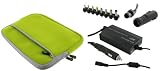 4n1 Combo - Acer Aspire One AOA150-1447 8.9-Inch AC and DC Adapter Charger - Home / Car / Airplane (Invisible Zipper Dual-Pocket - Neon Green)