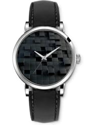 SPRAWL Aanalog Fashion Series Silver Ladies Watches of Genuine Black Leather Strap,Unique Wrist Watch for Women Girls Designed with Gray cubes dimensions