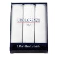 Men's Cotton Handkerchief 3 Pack by Umo Lorenzo in White