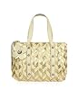 Fontanelli Ivory & Gold Italian Woven Leather Mini Handbag