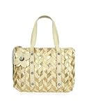 Fontanelli Ivory & Gold Italian Woven Leather Mini Handbag