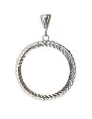 AA Alcoholics Anonymous Medallion Holder Pendant, #836-14, Sterling Silver, Rope Style