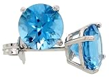 December Birthstone 14K White Gold Basket Set Stud Earrings, w/ 1 carat Size (6 mm) Brilliant Cut Natural Blue Topaz