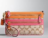 Coach Signature Large Lurex Bonnie Wristlet Handbag Bag 42789 Dark Natural Gold