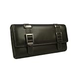 Kenneth Cole New York Genuine Leather Womens Flap Clutch Wallet (Black)