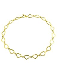 14 Karat Yellow Gold Flat Heart Link Toggle Necklace (17 Inch)