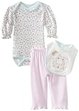 RENE ROFE Baby-girls Newborn Bunny With Ribbon and Rosettes 3 Piece Set, Floral/Pink, 0-3 Months