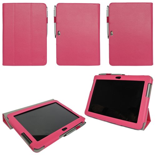 ProCase Samsung Galaxy Tab 2 10.1 Protective Case - Tri-Fold Slim Leather Folio Cover for Samsung Galaxy Tab 2 10.1 Inch Tablet with Stand, GT-P5110 P5100 (Pink)