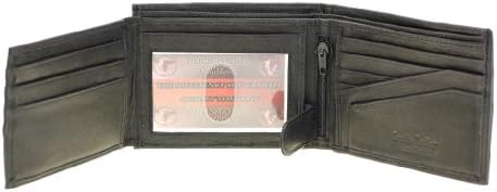 Genuine Buff-Cow Corrected Grain Leather Men's Bifold Wallet Button Snap Closed Flap Out