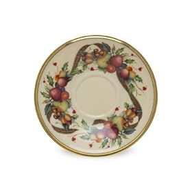 Lenox Holiday Tartan Gold Banded Ivory China Saucer by Lenox