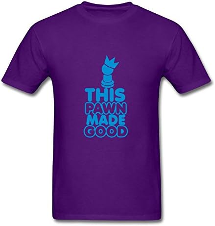 Men T-shirt Casual Chesss Humour- This Pawn Made Good With A Chess Piece And Royal Crown Print Xx-large With Cotton Purple