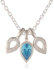 Satya Jewelry "Spring13" Renewal Triple Petal Blue Topaz Cubic Zirconia Chain Necklace