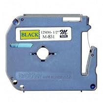 Brother Tape Cartridge 0.5IN Wide, Non-laminated Black on Gold (M831)