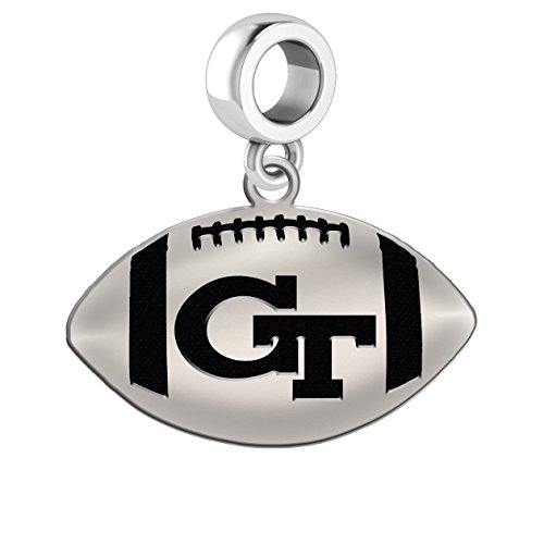 Georgia Tech Yellow Jackets Sterling Silver Football Cut Out Drop Charm Fits All European Style Charm Bracelets