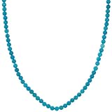 Sterling Silver Stabilized Turquoise 4mm Knotted Necklace, 17