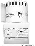 BROTHER-Compatible DK-2205 Continuous Paper Labels (2-4/9" x 100'; 62mm*30.48m) -- BPA Free! (6 Rolls; Continuous Paper)