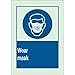 Brady 90729, 14" x 10" Polystyrene BradyGlo Wear Mask Sign, Blue on Glow, Pack of 4 pcs