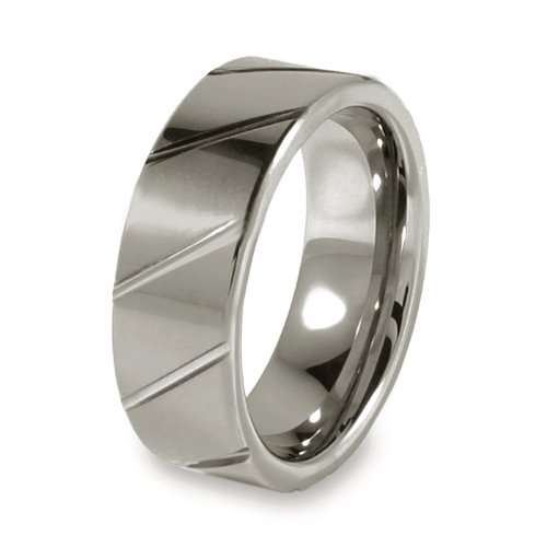 Grooved Polished Tungsten Carbide Ring (8.0mm) - Sizes 8-13