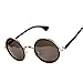 FUNOC Womens Mens Unisex Round Retro Vintage Sunglasses Circle Mirror Lens (Gold Black)