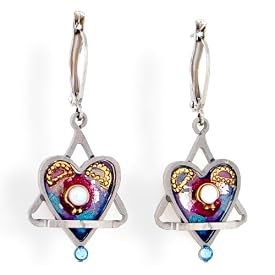 Judaic Star and Heart Earrings