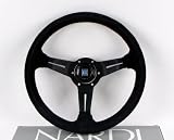 Nardi Steering Wheel - Deep Corn - 330mm (12.99 inches) - Black Suede Leather with Red Stitching - Part # 6069.33.2094