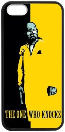 Black Yellow Breaking Bad Walter White with Gun Slim One Piece Nice Durable Soft Rubber Silicone Apple iPhone 5,5S TPU (Laser Technology)