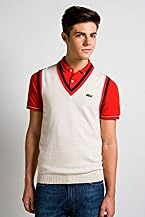 Red! Collection Cotton Cashmere Sweater Vest with Tipping