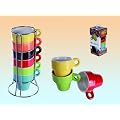 SalesFever Espresso Set 6 Tassen regenbogenfarbig im St�nder + Geschenkbox