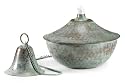 Good Directions 206CHV1 Medium Verde Copper Oil Table Lamp with Snuffer Cap, Hammered Blue Finish