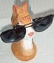 Orange Tabby Cat Peeper - Wood Eyeglass And Business Card Holder