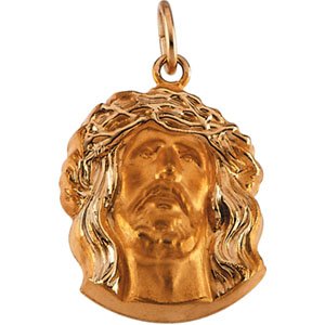 14K Yellow Gold Head Of Jesus Crown Pendant