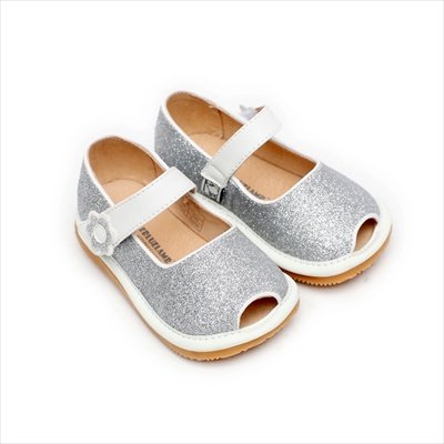 Girl Squeaky Sandals/Shoes, Magenta/Silver, Open-toe, Removable Squeaker (Toddler/kid/children)