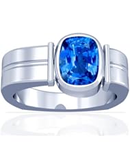 18K White Gold Cushion Cut Blue Sapphire Solitaire Ring